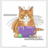 Orange Ginger Coffee Cat Funny Aufkleber (Blatt)