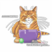 Orange Ginger Coffee Cat Funny Aufkleber (Vorderseite)