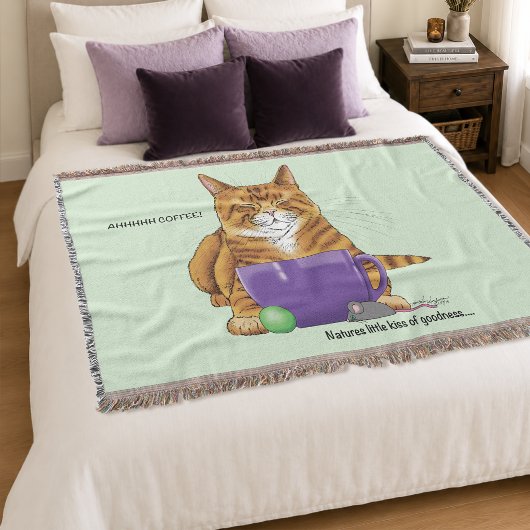 Orange Ginger Coffee Cat Funny Decke