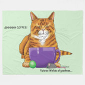 Orange Ginger Coffee Cat Funny Fleecedecke (Vorderseite (Horizontal))