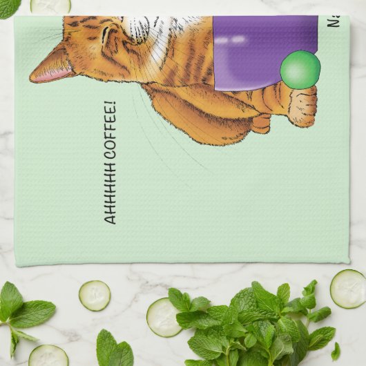 Orange Ginger Coffee Cat Funny Geschirrtuch (Gefaltet)