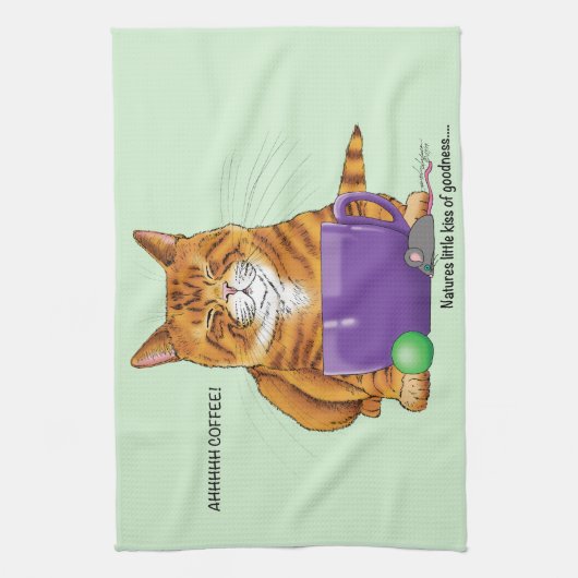 Orange Ginger Coffee Cat Funny Geschirrtuch (Vertikal)