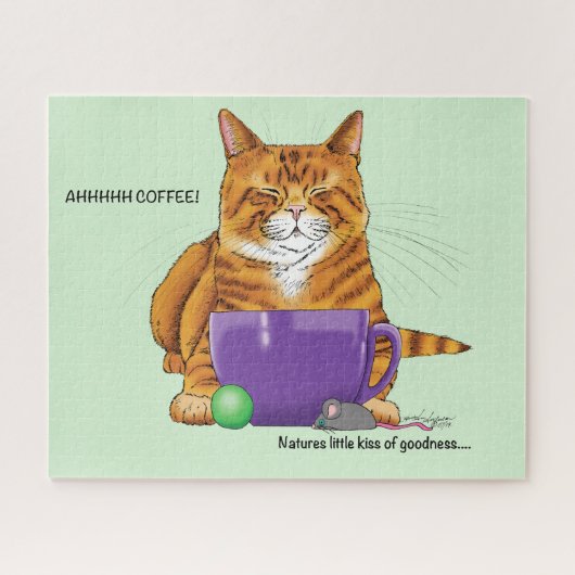 Orange Ginger Coffee Cat Funny Puzzle (Horizontal)