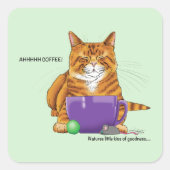 Orange Ginger Coffee Cat Funny Quadratischer Aufkleber (Vorderseite)