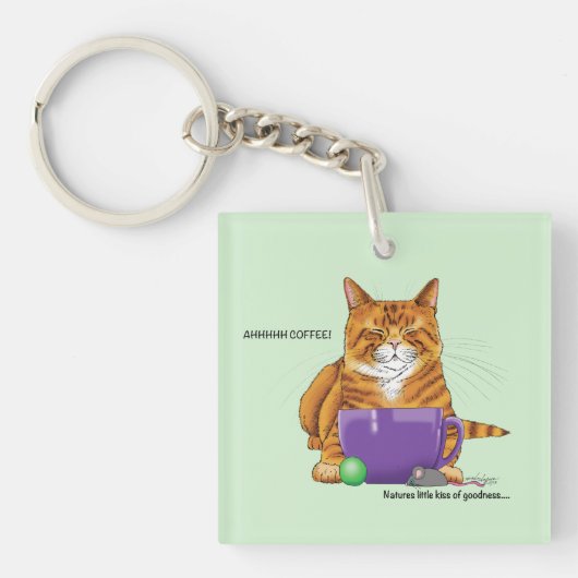Orange Ginger Coffee Cat Funny Schlüsselanhänger (Vorderseite)