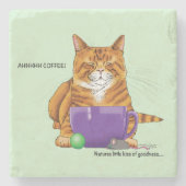 Orange Ginger Coffee Cat Funny Steinuntersetzer (Vorderseite)