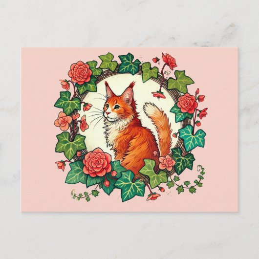 Orange Ginger Maine Coon Cat Postkarte (Vorderseite)