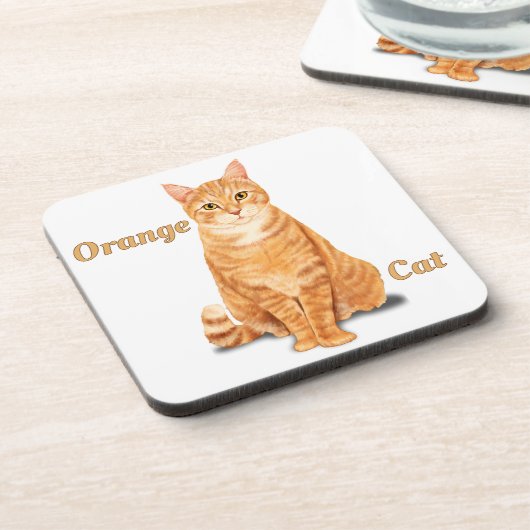 Orange Ginger Tabby Cat Personalisiert Getränkeuntersetzer (Linke Seite)