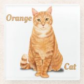 Orange Ginger Tabby Cat Personalisiert Glasuntersetzer (Vorderseite)