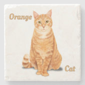 Orange Ginger Tabby Cat Personalisiert Steinuntersetzer (Vorderseite)