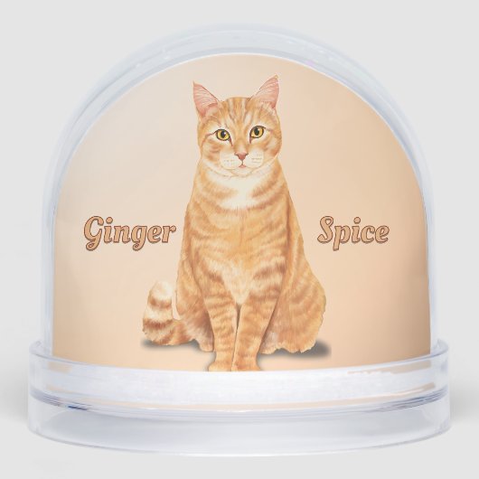Orange Ginger Tabby Cat Personalized Schneekugeln (Vorderseite)