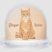 Orange Ginger Tabby Cat Personalized Schneekugeln (Rückseite)