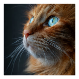 Orange Ginger Tabby Cat Vintage Style Portrait Wal Poster