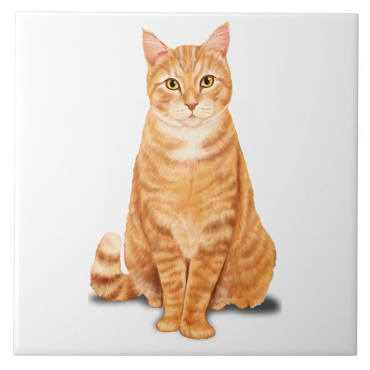 Orange Ginger Tabby Tiger Cat Custom Fliese (Vorderseite)