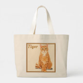 Orange Ginger Tabby Tiger Cat Personalisiert Jumbo Stoffbeutel (Rückseite)