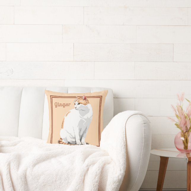 Orange Ginger und White Cat Personalisiert Kissen (Liege)