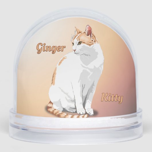 Orange Ginger und White Cat Personalisiert Schneekugeln (Vorderseite)