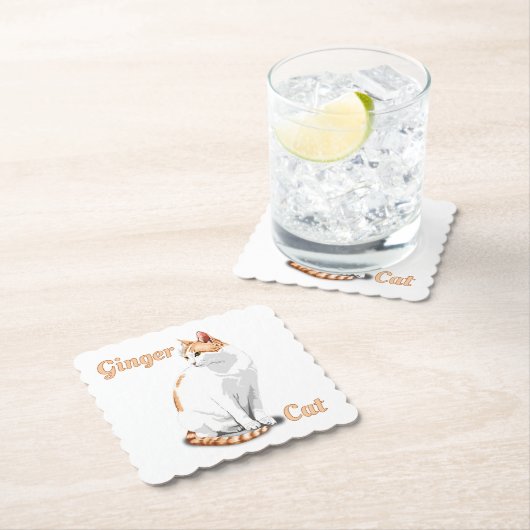 Orange Ginger und White Cat Personalisiert Untersetzer (Vor Ort)