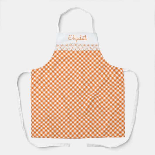 Orange Gingham All-Over Print Schürze (Vorderseite)