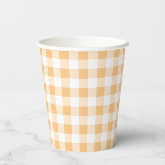 Orange Gingham Baby Dusche Pappbecher (Rückseite)