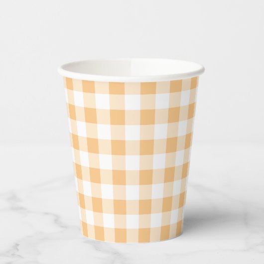 Orange Gingham Baby Dusche Pappbecher (Links)