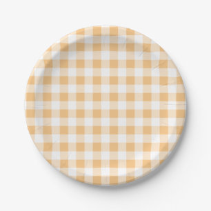 Orange Gingham Baby Dusche Pappteller