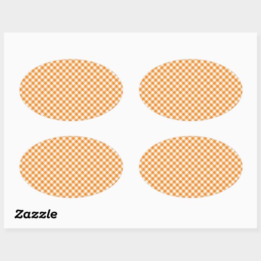 Orange Gingham Background Oval Sticker (Blatt)