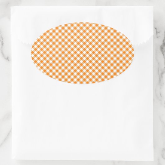 Orange Gingham Background Oval Sticker (Tasche)