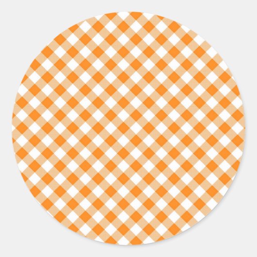Orange Gingham Background Round Sticker (Vorderseite)