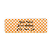 Orange Gingham Background Rücksendeadresse Sticker (Vorne)