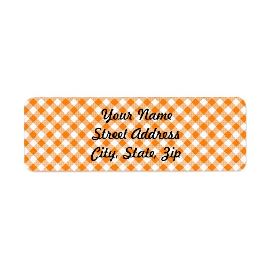 Orange Gingham Background Rücksendeadresse Sticker (Vorne)