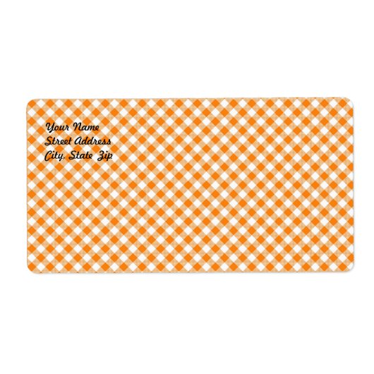 Orange Gingham Background Shipping Label (Vorne)