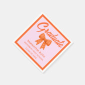 Orange Gingham Bow Graduation Party Serviette (Ecke)