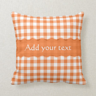 Orange Gingham-Checkered Muster personalisiert Kissen