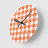 Orange Gingham Clock Runde Wanduhr (Winkel)