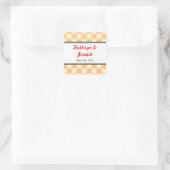 Orange Gingham Country picknick rustikale Gastgesc Quadratischer Aufkleber (Tasche)