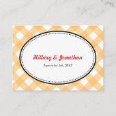 Orange Gingham Country Rustic Kirsche Sitzkarte Platzkarte (Rückseite)