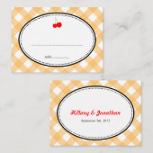 Orange Gingham Country Rustic Kirsche Sitzkarte Platzkarte (Vorne/Hinten)