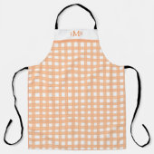 Orange Gingham Custom Monogram Initials Schürze (Vorderseite)