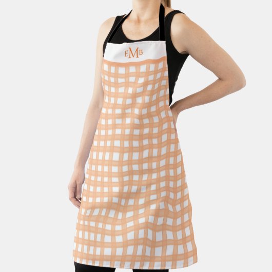 Orange Gingham Custom Monogram Initials Schürze (InSitu)