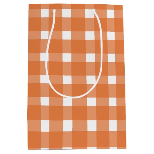 Orange Gingham Fall Baby Dusche Mittlere Geschenktüte (Vorderseite)