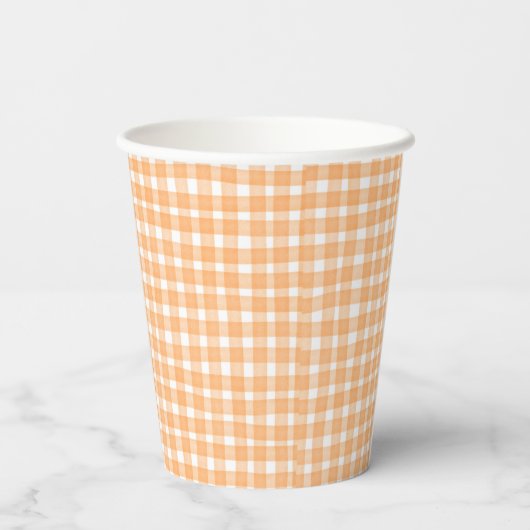 Orange Gingham Fall Pappbecher (Rückseite)