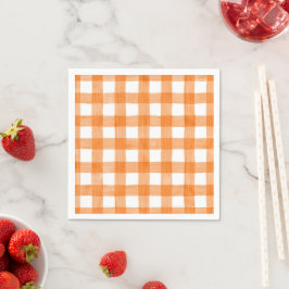 Orange Gingham Fall Party Serviette