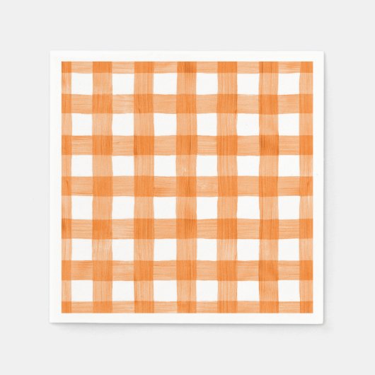 Orange Gingham Fall Party Serviette (Vorderseite)