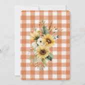 Orange Gingham Fall Sonnenblumen Blumen Erntedank Einladung (Rückseite)
