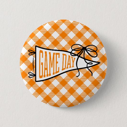 Orange Gingham Game Day Wimpel Button (Vorderseite)