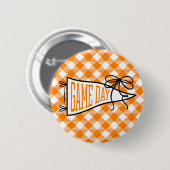 Orange Gingham Game Day Wimpel Button (Vorne & Hinten)
