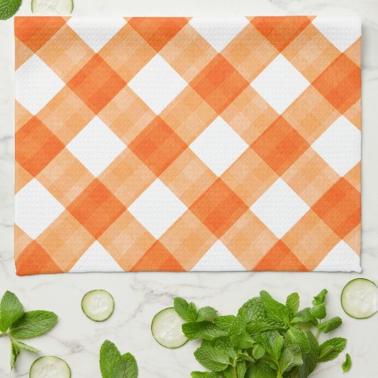 Orange Gingham Geschirrtuch (Gefaltet)