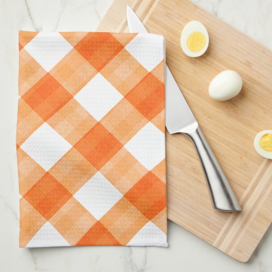 Orange Gingham Geschirrtuch (Viertel Falte)