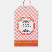 Orange Gingham Gift Tag Geschenkanhänger (Vorderseite)